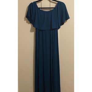 Pink Blush Maternity Off shoulder maxi sundress